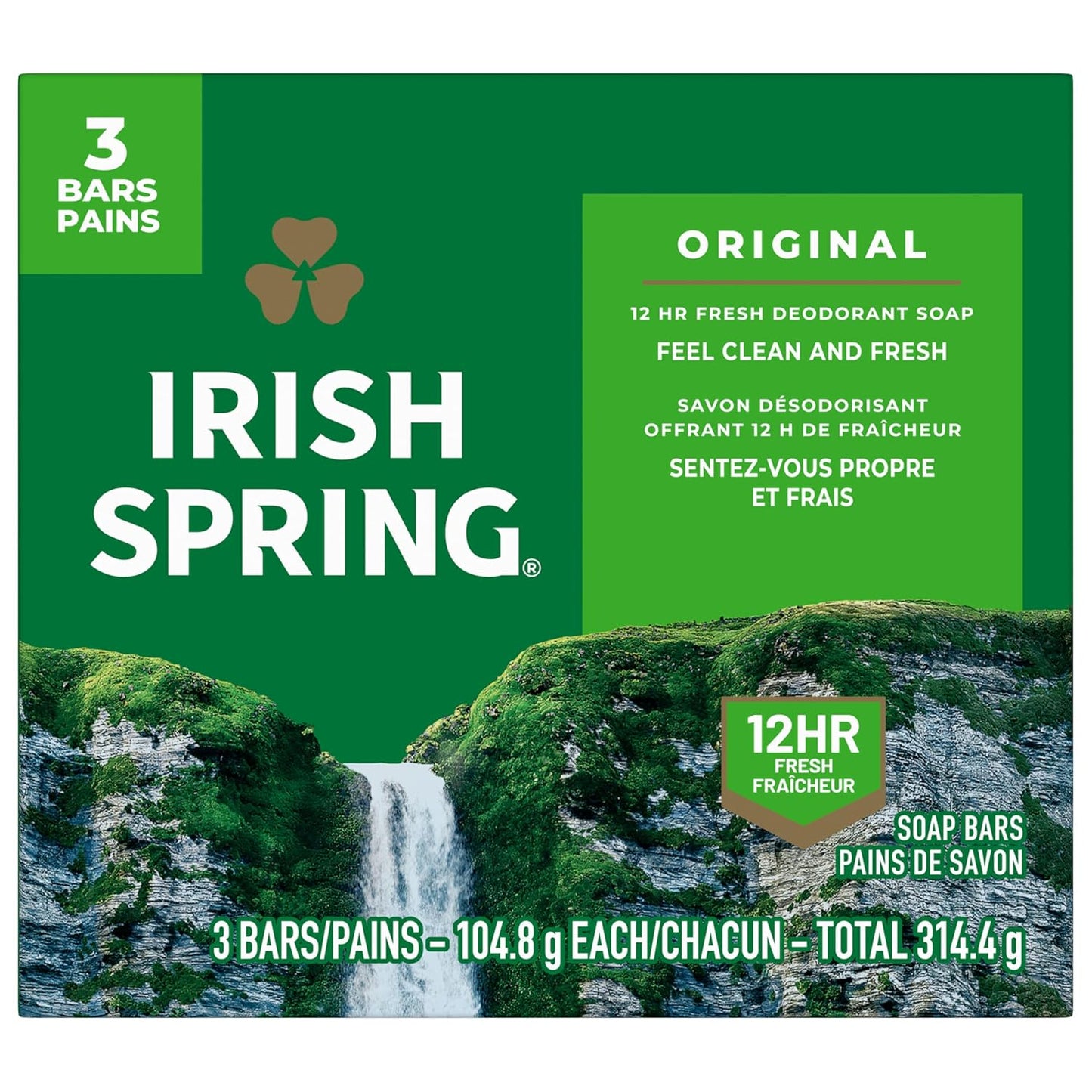 Irish Spring Moisture Blast Deodorant Soap | 12-Hour Freshness | 3.7 oz Bar (12 Pack)
