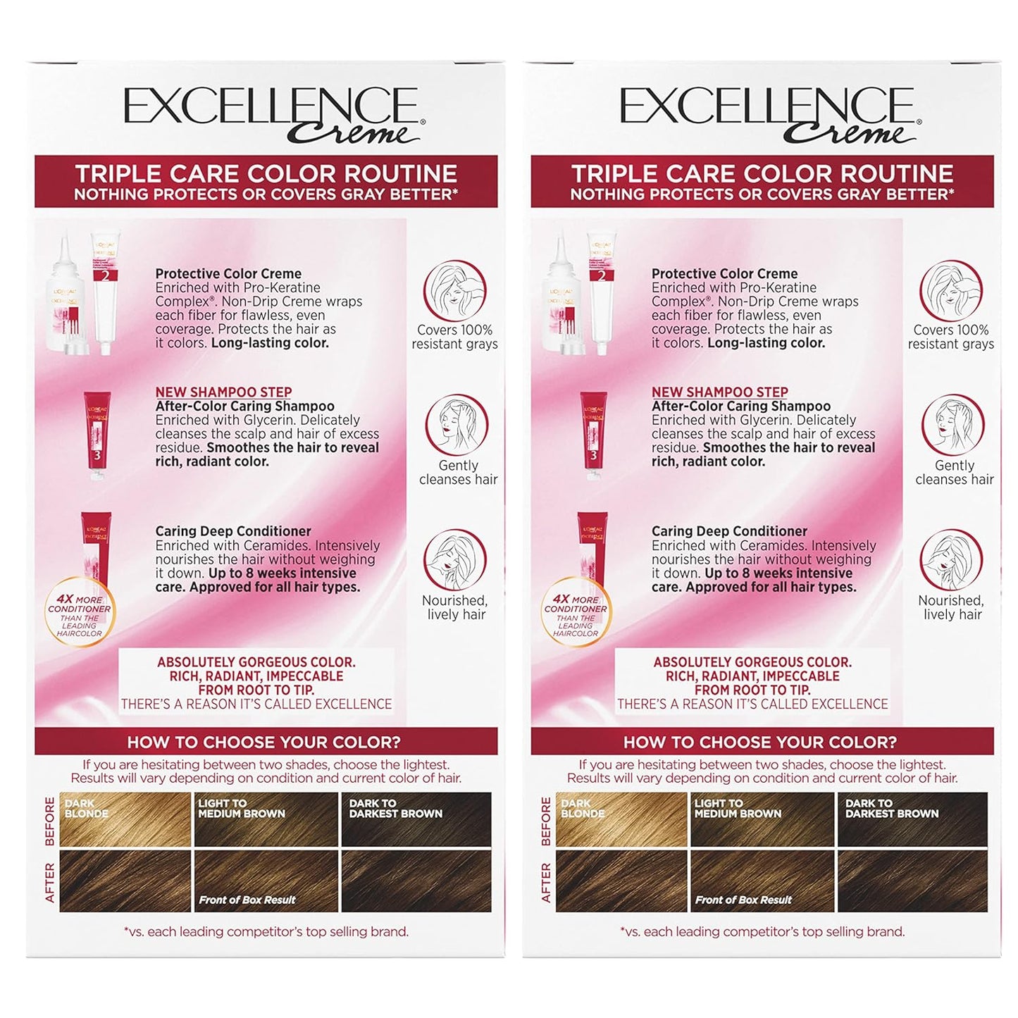 L'Oreal Paris Excellence Crème Hair Color | 6RB Light Reddish Brown | Gray Coverage