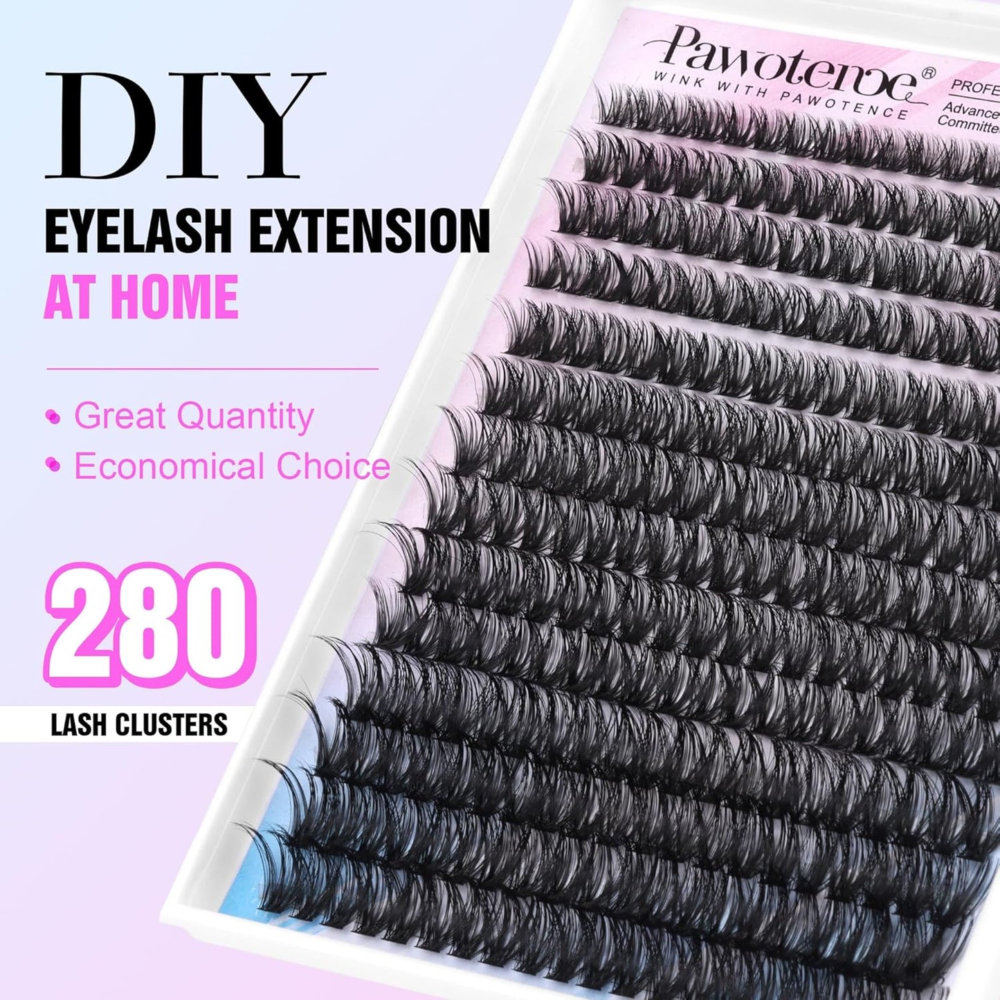 DIY Lash Extension Kit | 50D Individual Lash Clusters 9-16mm | Bond & Seal Included