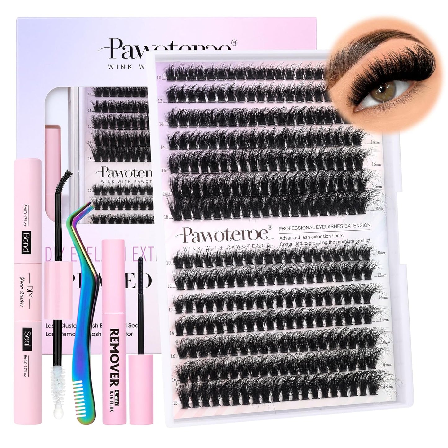 Pawotence 168pcs Wispy Lash Extension Kit | 9-12mm Natural Individual Lashes