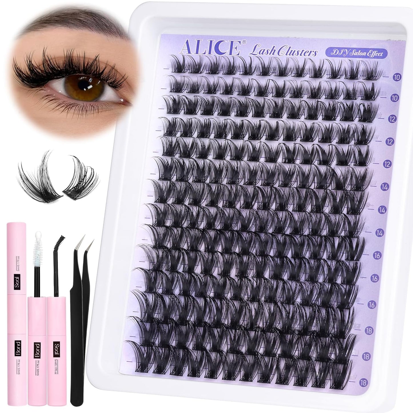 ALICE Wispy Cluster Eyelash Extensions | 192pcs Natural Individual Lashes | DIY 10-18mm