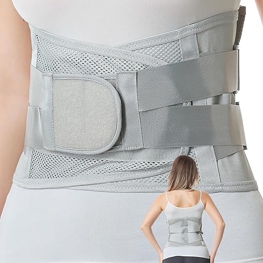 NeoTech Care Adjustable Double Pull Lumbar Brace/Lower Back Belt (Grey, Size XXXL)