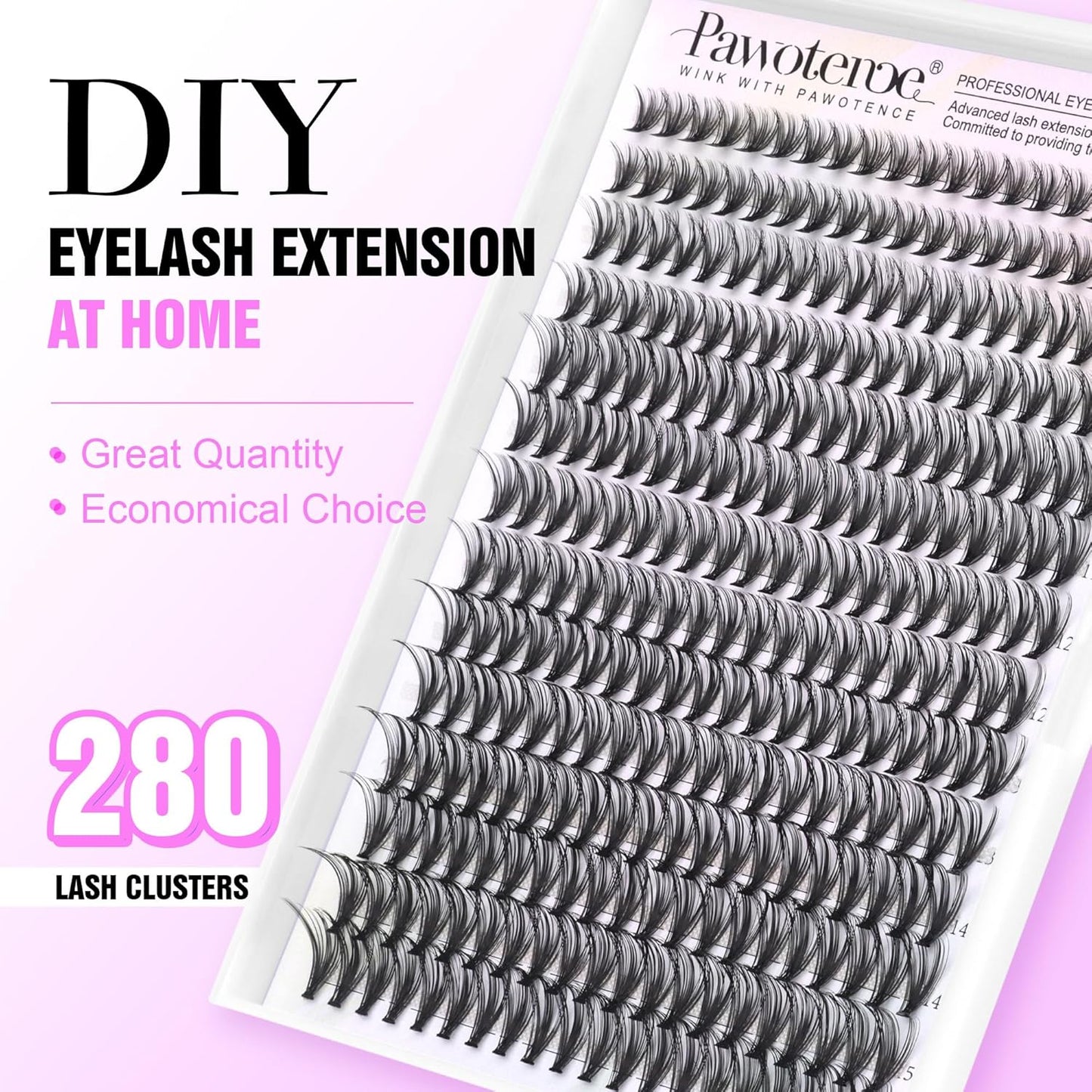 DIY Lash Extension Kit | 50D Individual Lash Clusters 9-16mm | Bond & Seal Included