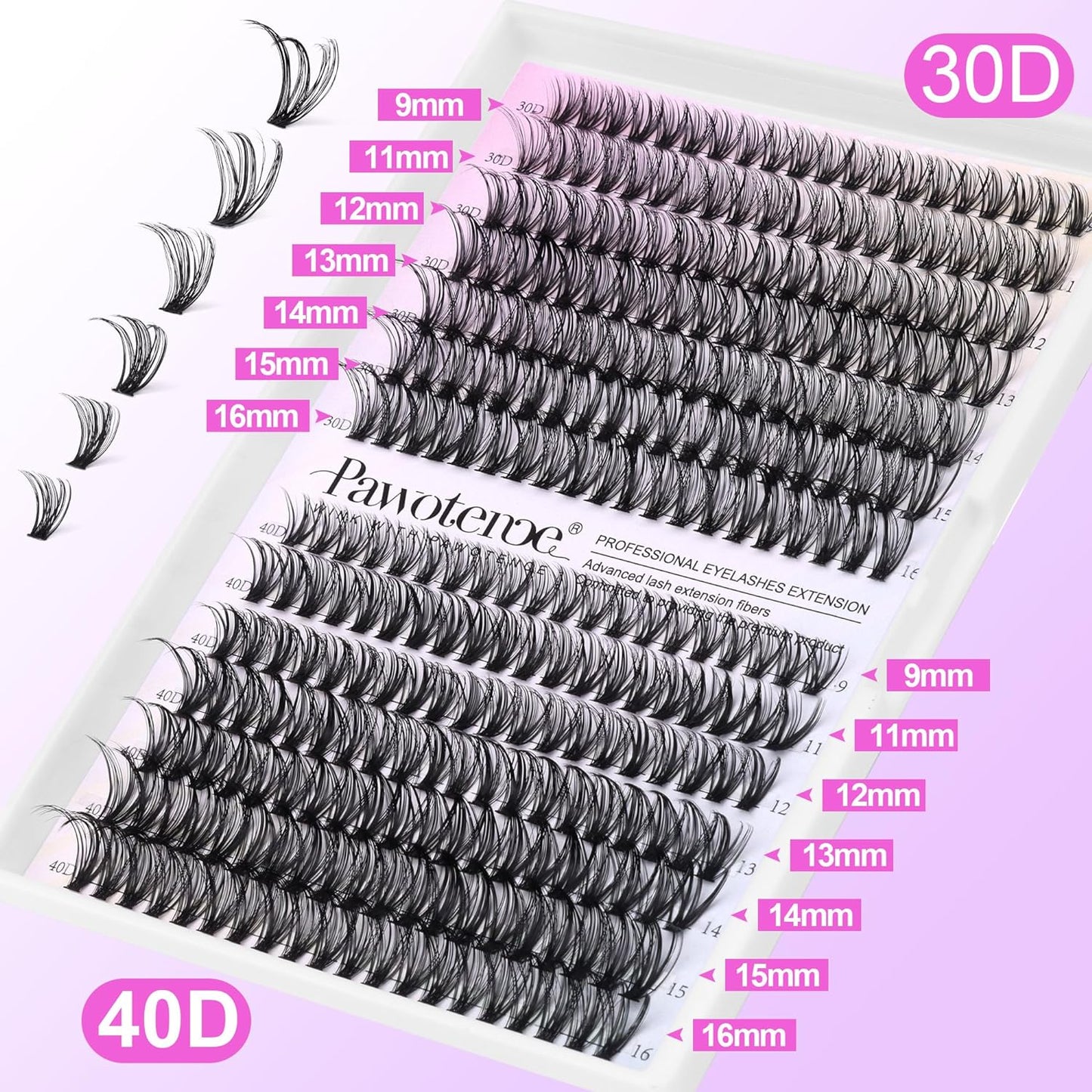 DIY Lash Extension Kit | 280 Pcs Mink 60D & 80D Clusters | Bond, Seal & Tweezers