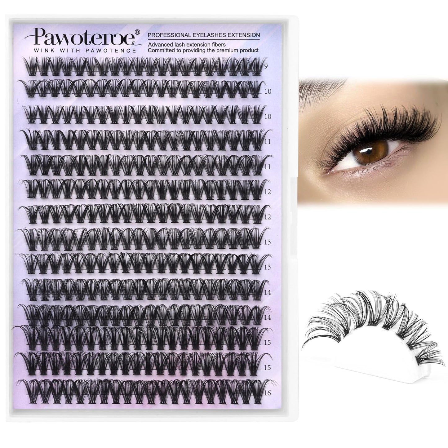 Pawotence 280pcs Lash Clusters | 40D & 50D Individual Eyelash Extensions 8-16mm