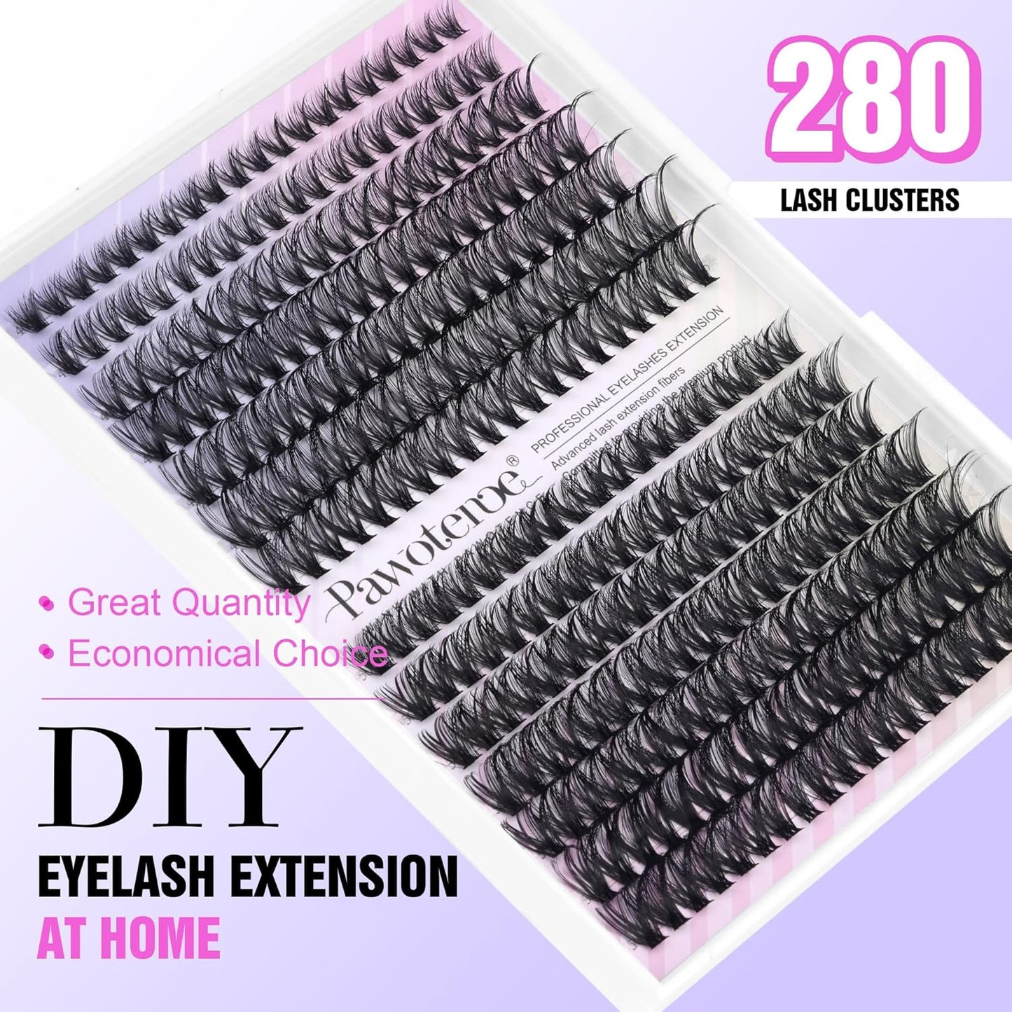 DIY Lash Extension Kit | 50D Individual Lash Clusters 9-16mm | Bond & Seal Included