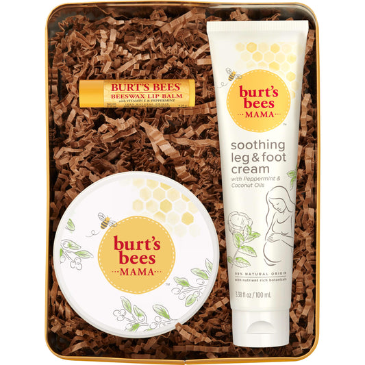 Burt's Bees Pregnancy Essentials Gift Set, Mothers Day Gifts, 3 Giftable Baby Shower Products, Nourishing Skincare - Mama Belly Butter, Original Lip Balm, Leg & Foot Cream