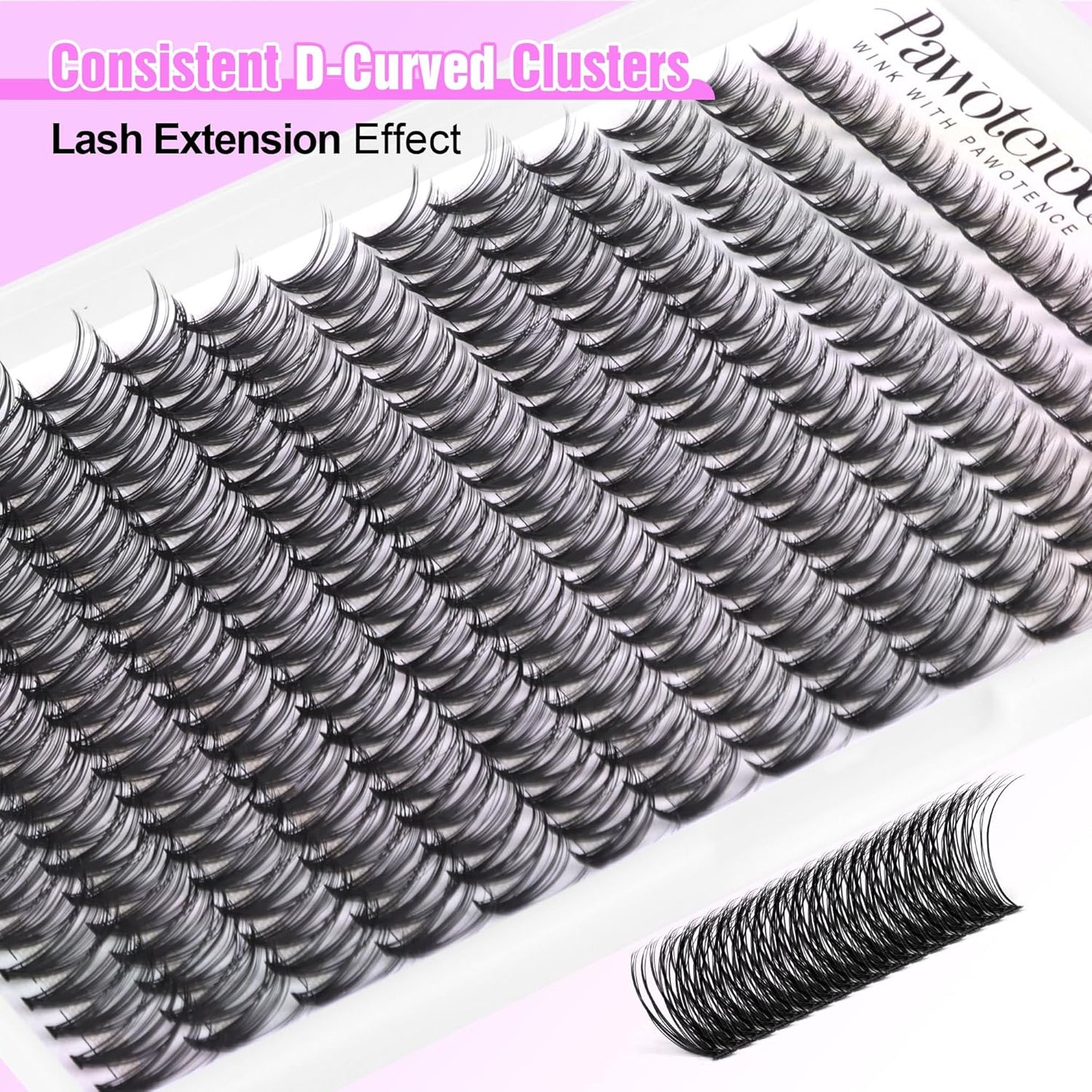 DIY Lash Extension Kit | 50D Individual Lash Clusters 9-16mm | Bond & Seal Included