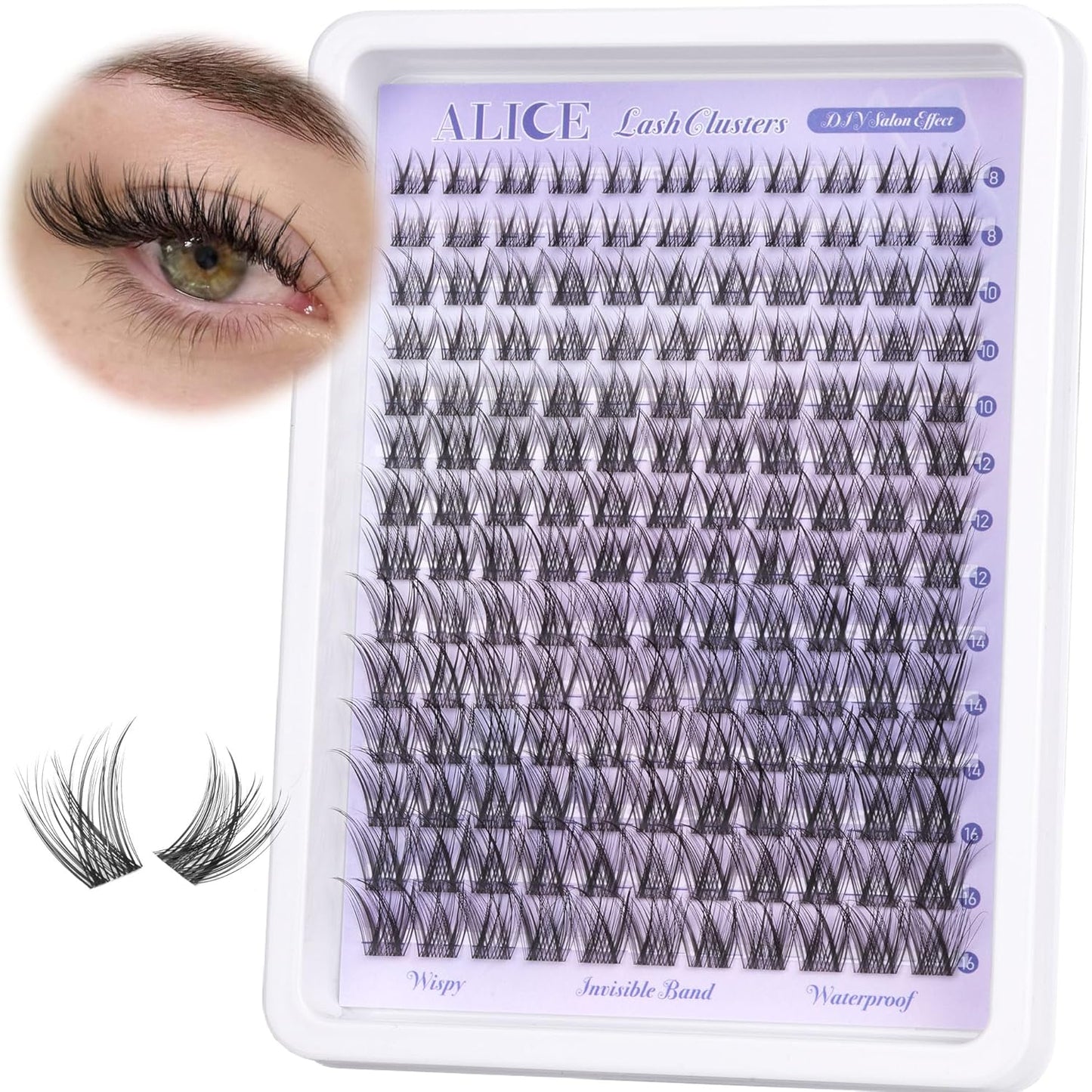 ALICE Wispy Eyelash Clusters Kit | 10-18mm Natural Individual Lashes | 168pcs