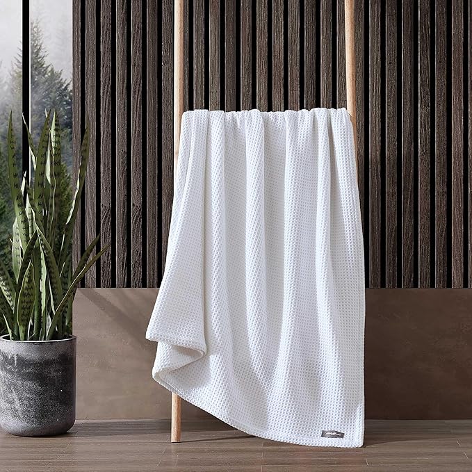 Eddie Bauer - Queen Blanket, Super Soft & Medium Weight, Softens Every Wash (Solid Waffle White, Queen)