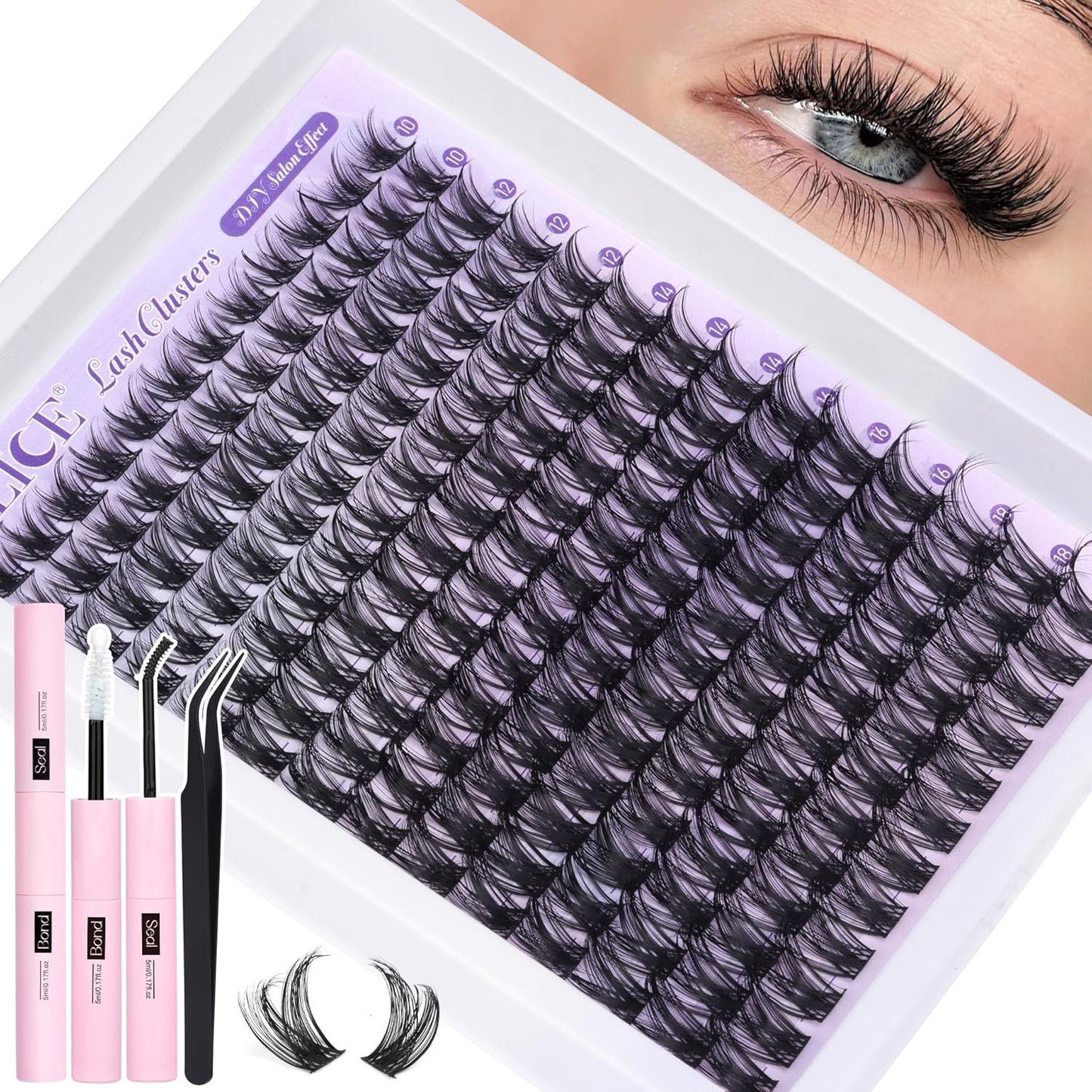 ALICE Wispy Eyelash Clusters Kit | 10-18mm Natural Individual Lashes | 168pcs