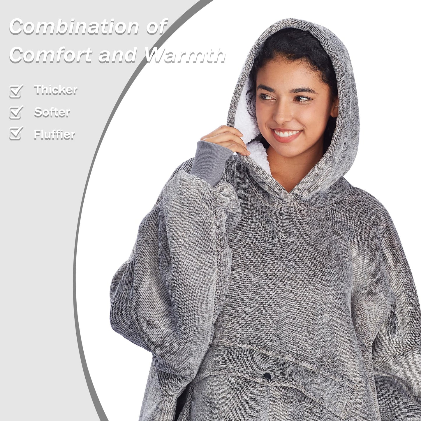 Catalonia Oversized Wearable Blanket Hoodie Sweatshirt, Comfortable Sherpa Lounging Pullover for Adults Men Women Teenagers Wife Girlfriend Gift