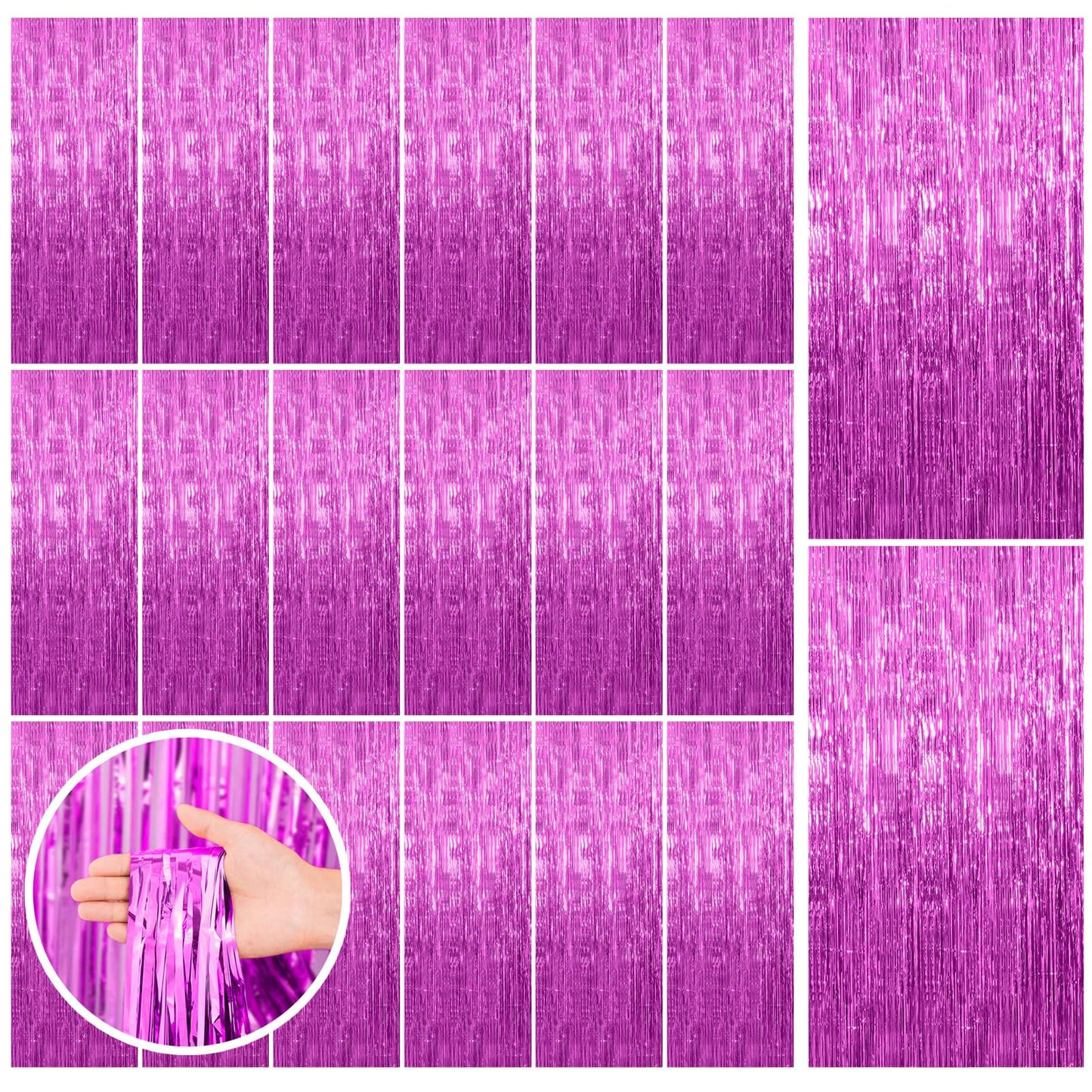 2 Pack Pink Backdrop Party Decorations Tinsel Curtain Party Backdrop Foil Fringe Birthday Decorations Photo Booth Streamer Backdrop Pink Theme Bachelorette Graduation Decor