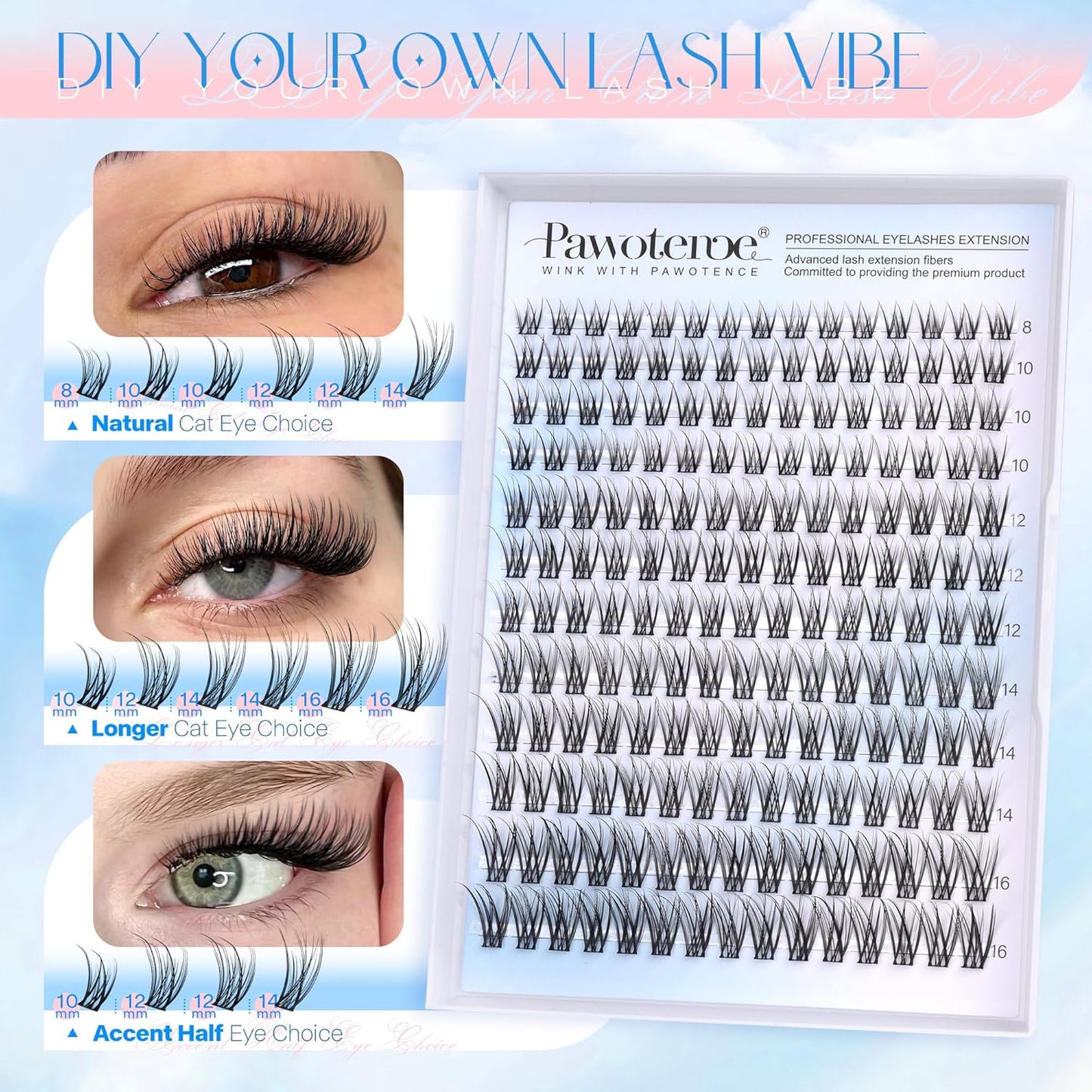 80D Full Volume Eyelash Clusters Kit | DIY Lash Extensions with Bond & Tweezers