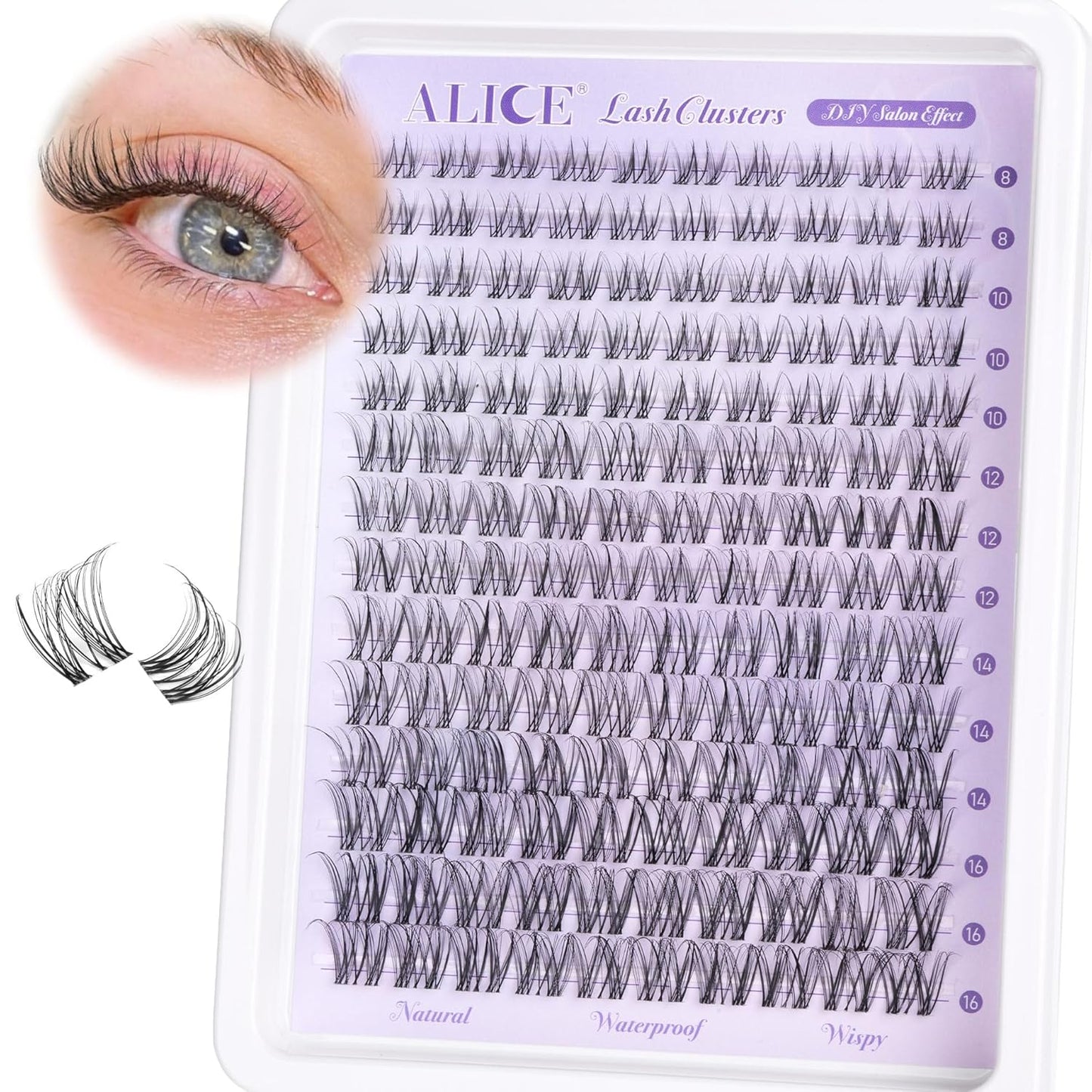 ALICE Wispy Cluster Eyelash Extensions | 192pcs Natural Individual Lashes | DIY 10-18mm