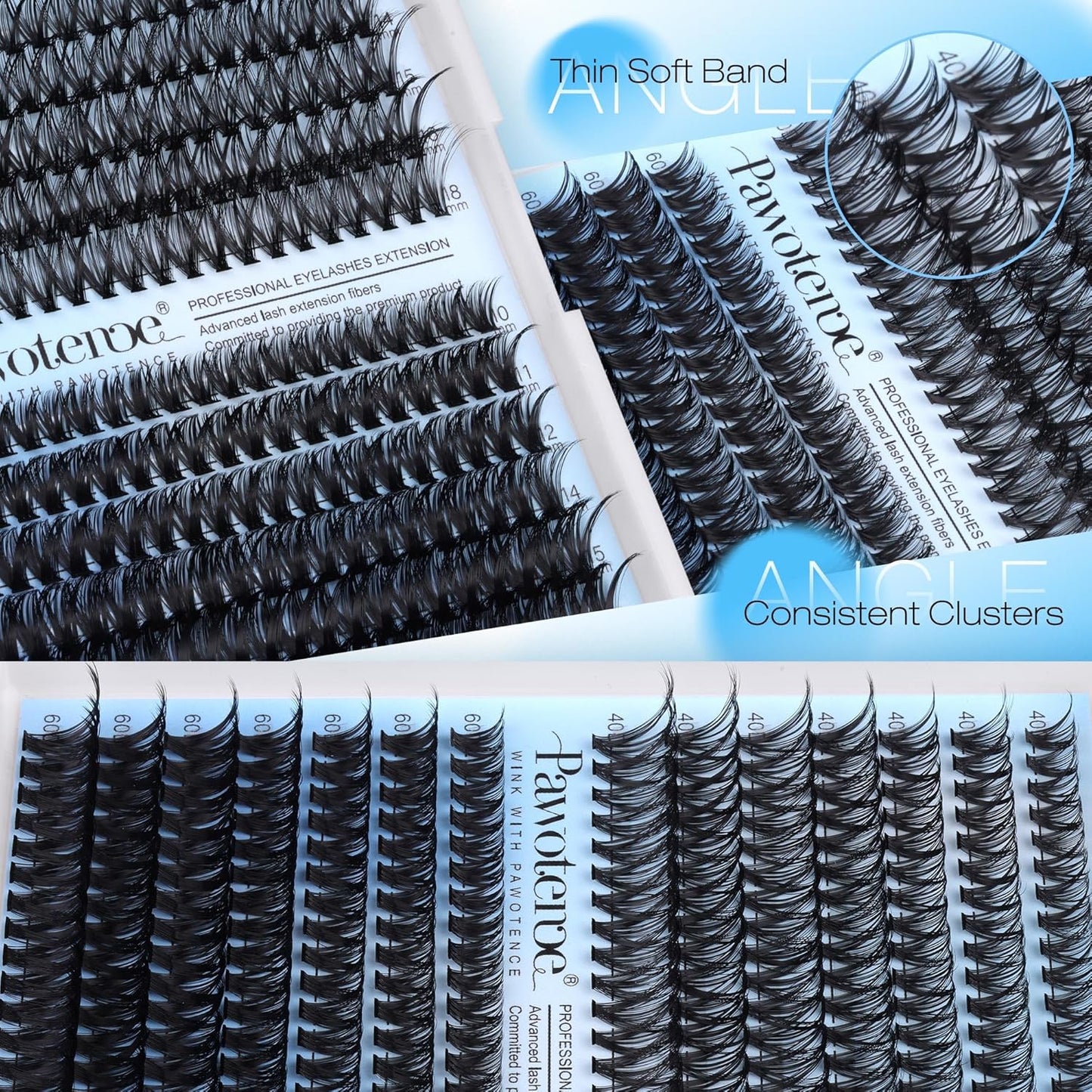 DIY Lash Extension Kit | 50D Individual Lash Clusters 9-16mm | Bond & Seal Included