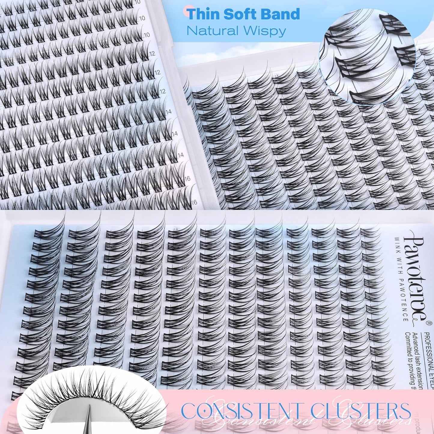 Pawotence DIY Lash Extension Kit | 280pcs 50D Individual Clusters 9-16mm