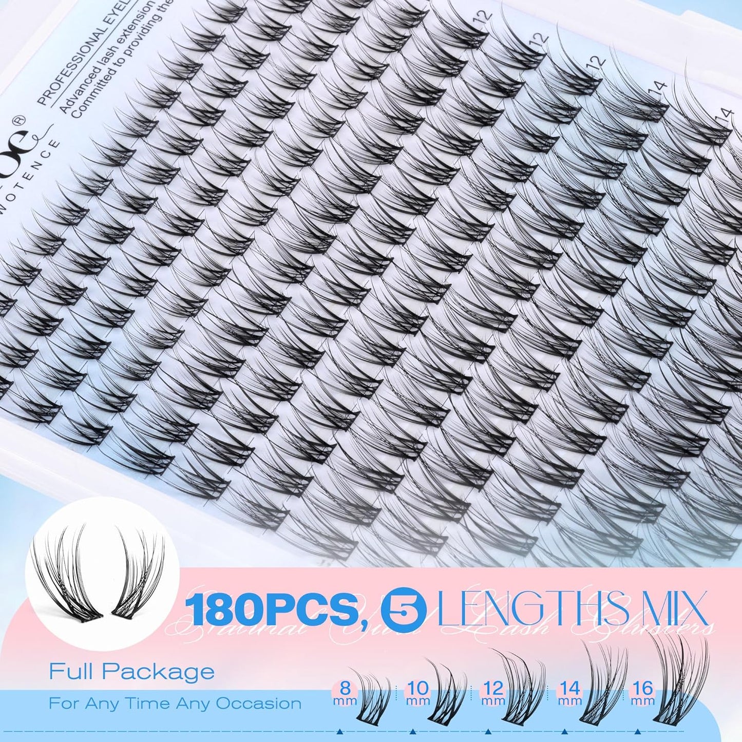 Pawotence 280pcs Lash Clusters | 40D & 50D Individual Eyelash Extensions 8-16mm