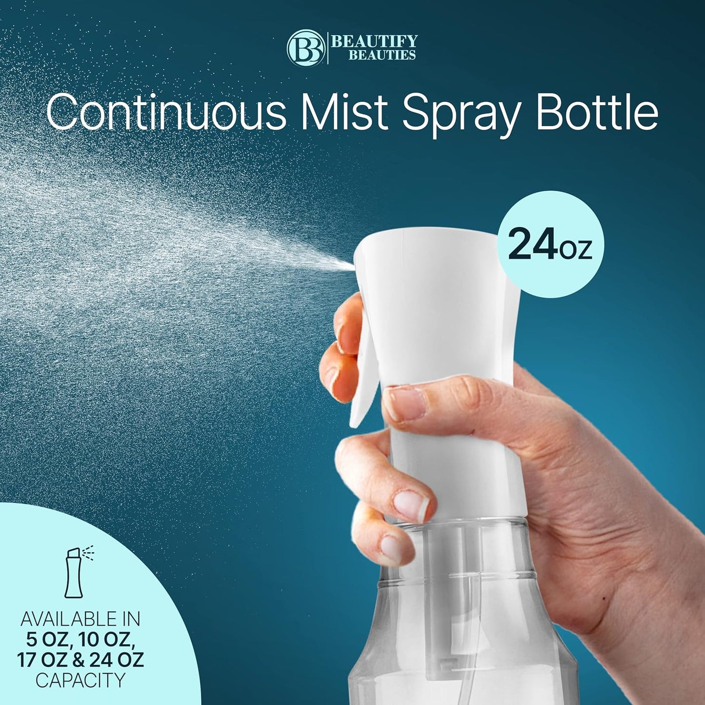 Ultra Fine Continuous Hair Spray Bottle | Black | 10.1 Oz | For Hairstyling & Misting
