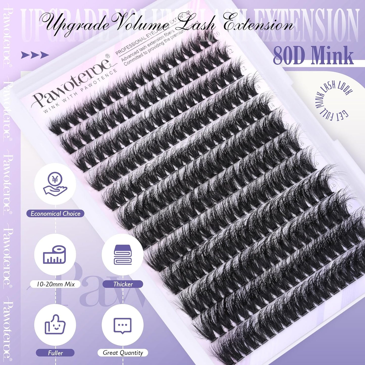 Pawotence DIY Lash Extension Kit | 280pcs 50D Individual Clusters 9-16mm