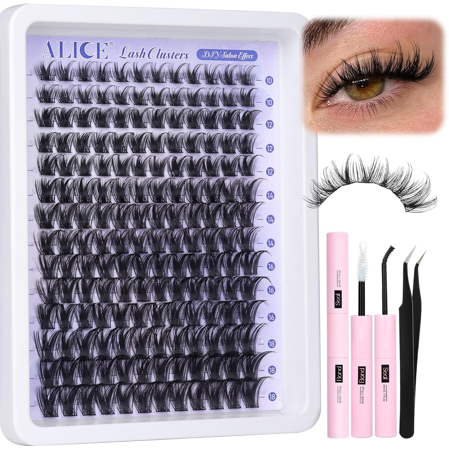 Natural Wispy Cluster Eyelash Extensions | Waterproof DIY Lashes | 224 Pcs