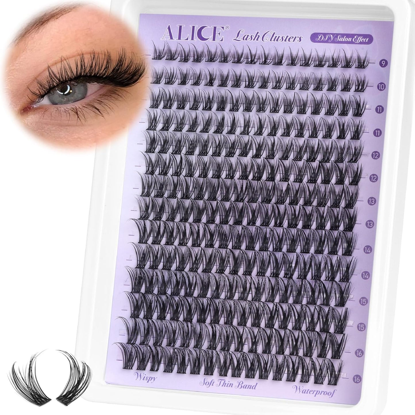 Natural Wispy Cluster Eyelash Extensions | Waterproof DIY Lashes | 224 Pcs