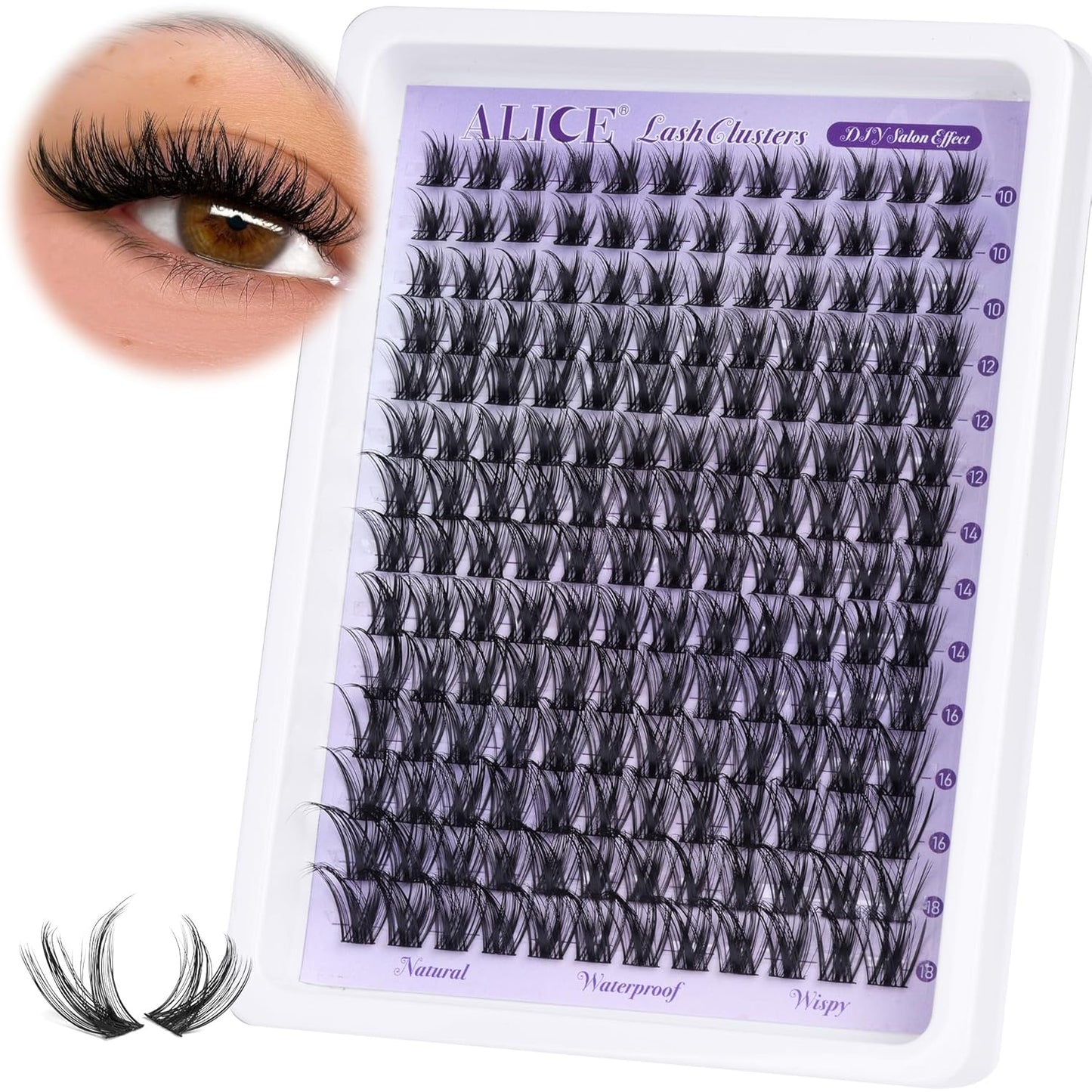 Natural Wispy Cluster Eyelash Extensions | Waterproof DIY Lashes | 224 Pcs