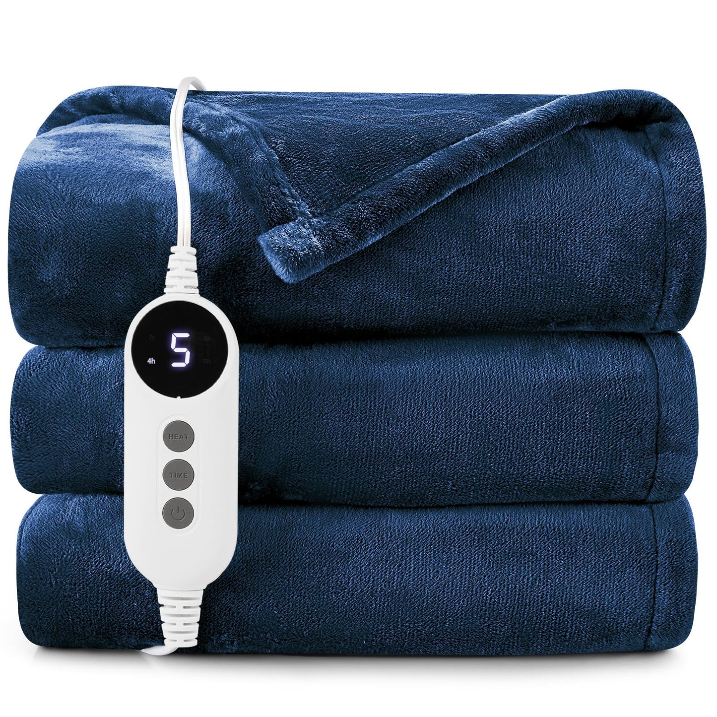 HYLEORY Heated Electric Blanket Throw, 2-Layer Cozy Warm Flannel 50" x 60", Heating Blanket with 9 Heating Levels, 2/4/6/10 Hours Auto Off, Fast Heating Winter Blanket, Dark Grey