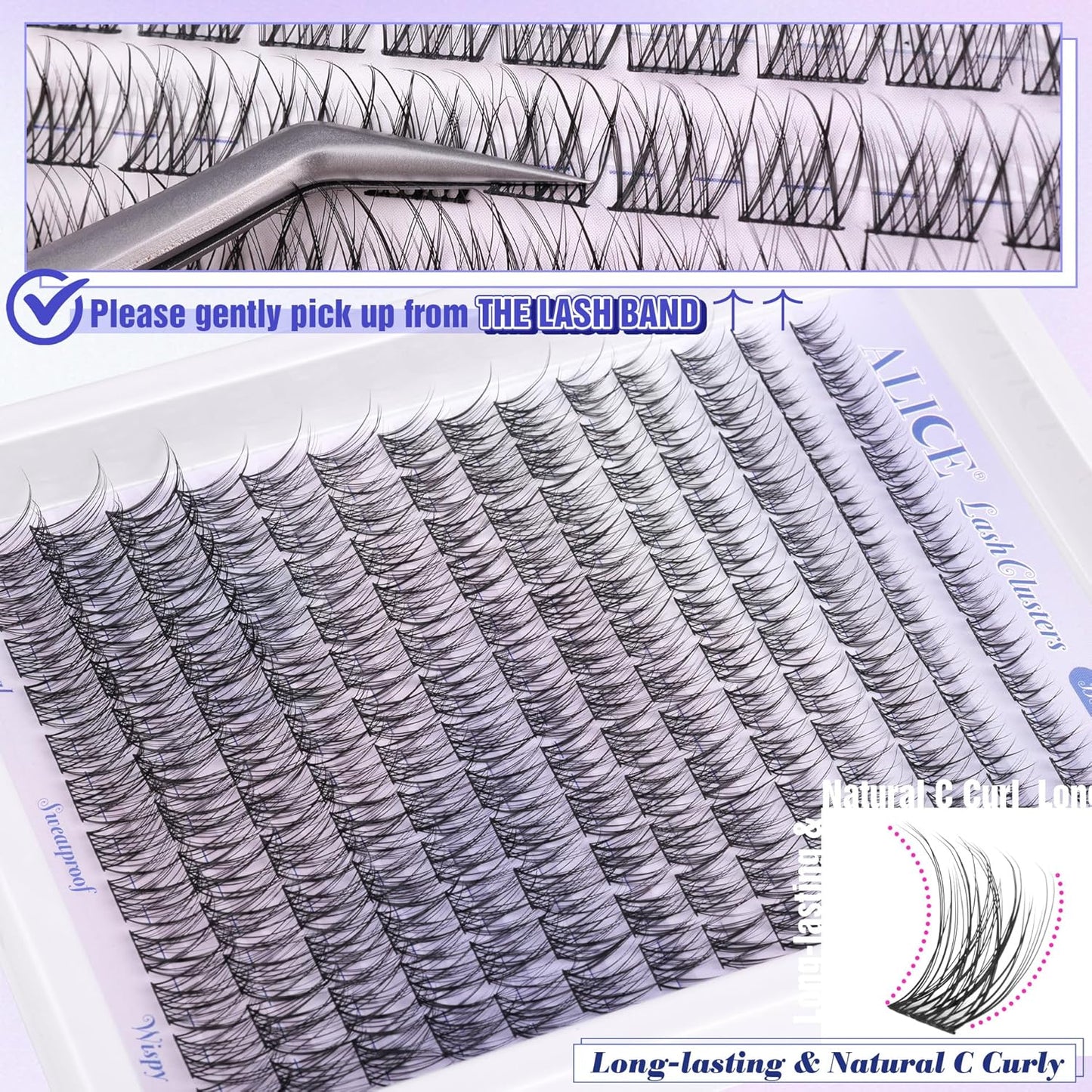 Natural Wispy Lash Extension Kit | 140pcs Clear Band Cluster Lashes for DIY