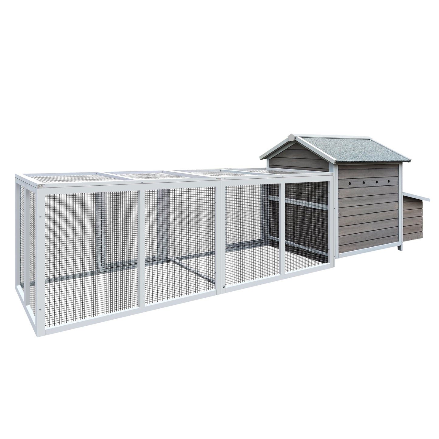 Coowa 118" Wooden Outdoor Chicken Coop Hen House Poultry Cage with Free - range Doors & Nesting Box