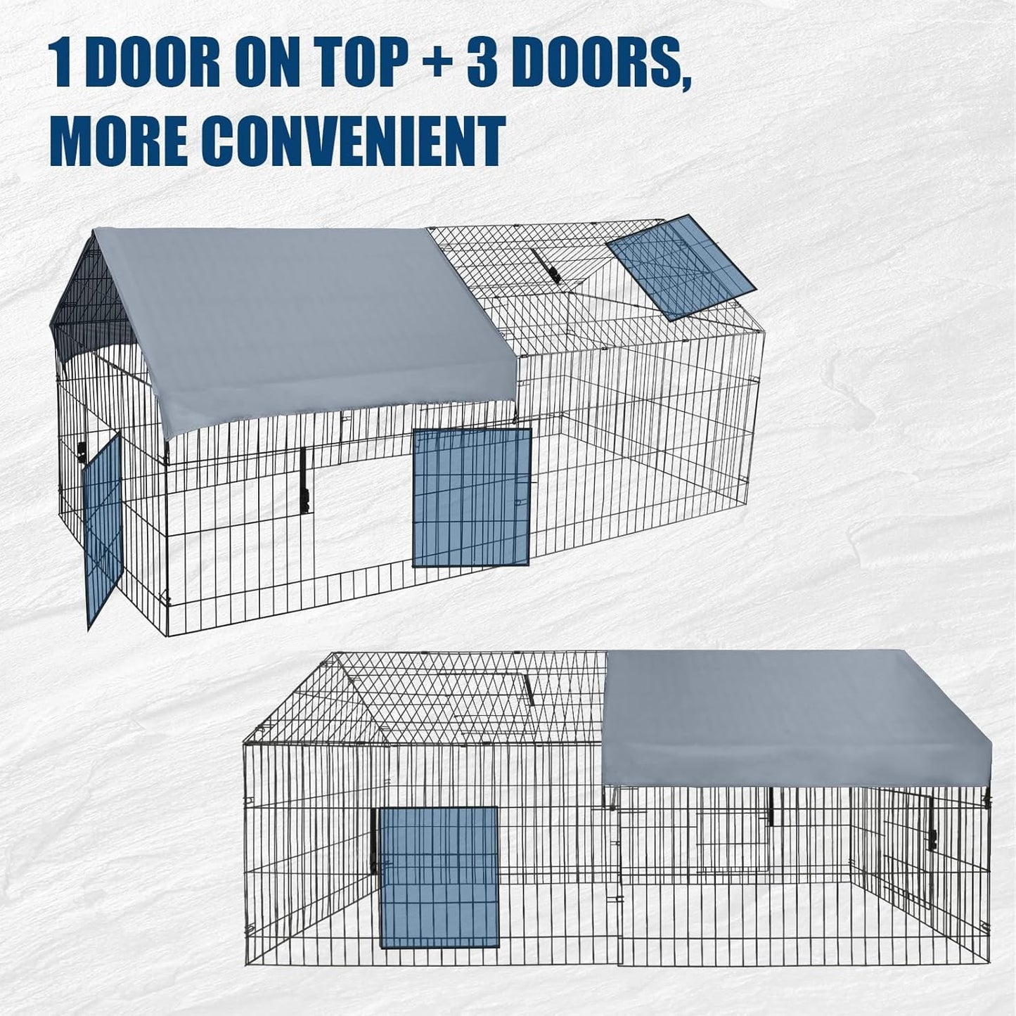 M optimized 86"x40"x40" Metal Chicken Coop, Chicken Run with Waterproof Cover, Outdoor Backyard Farm Animal Enclosure Crate Pet Playpen Exercise Pen for Rabbit Duck