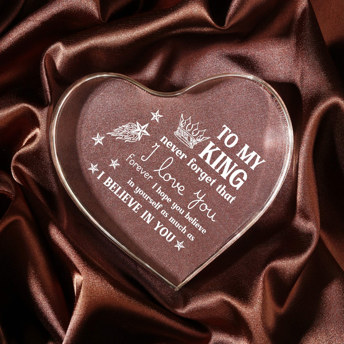 Valentines Day Gifts for Him Boyfriend Husband, Mens Valentines Day Gifts, Anniversary I Love You Gifts for Him, Men's Heart Shaped Acrylic Block -Fathers Day Birthday Gifts for Husband
