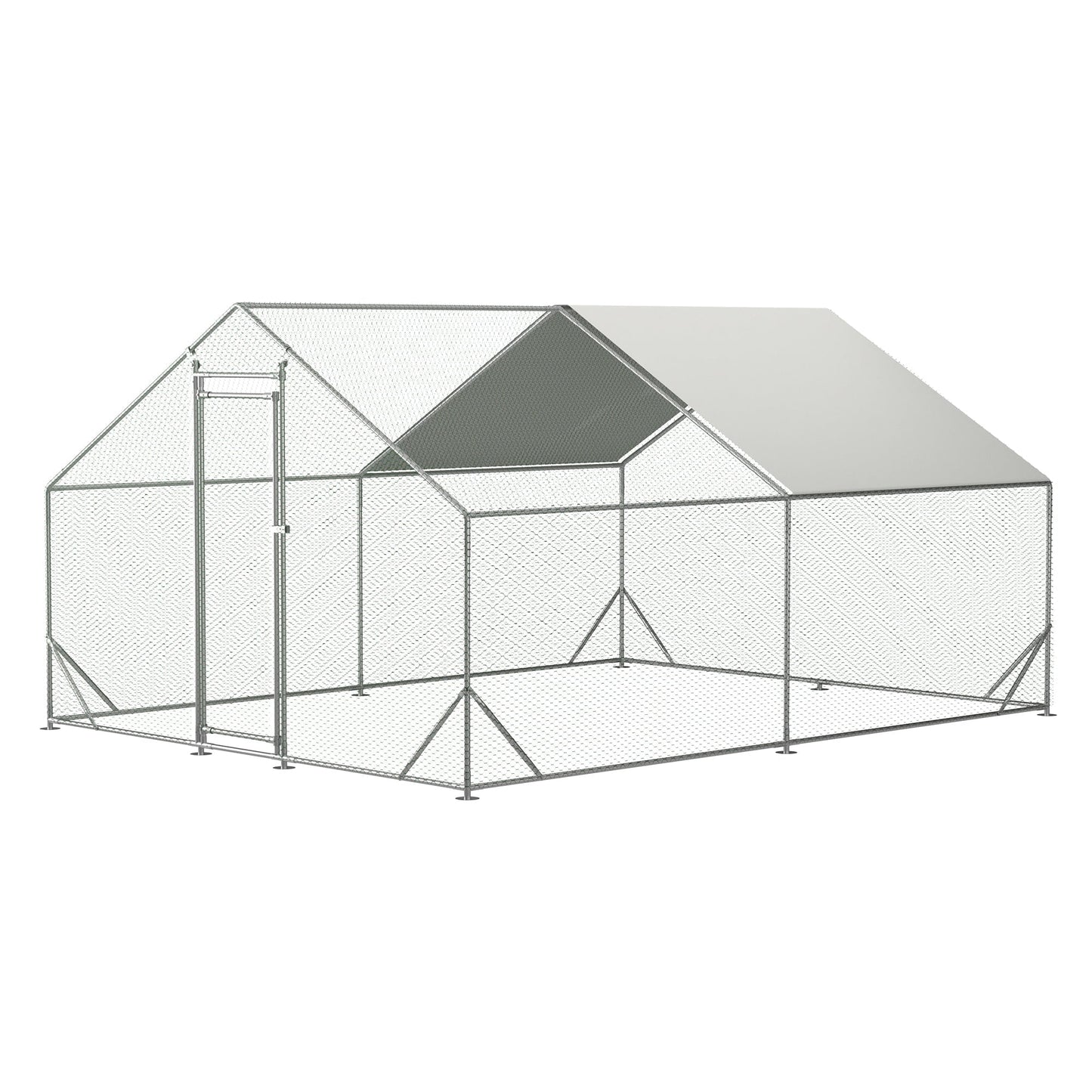 Coowa Large Metal Chicken Coop, Walk-in Chicken Run with Galvanized Wire, Waterproof UV Cover, Hen Pen Cage for Rabbits, Ducks, Poultry, 10' L x 13' W x 6.56' H