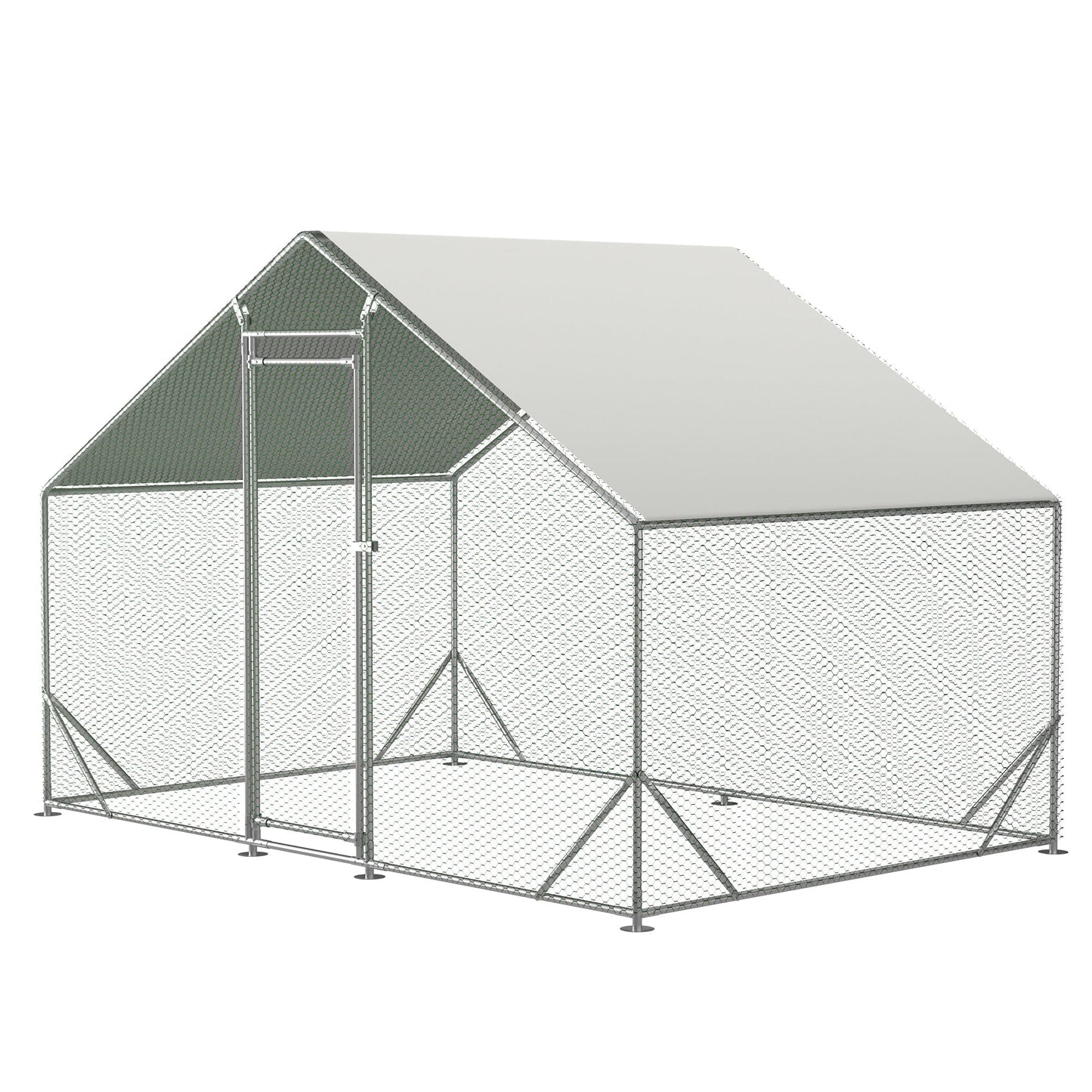 Coowa Large Metal Chicken Coop, Walk-in Chicken Run with Galvanized Wire, Waterproof UV Cover, Hen Pen Cage for Rabbits, Ducks, Poultry, 10' L x 6.6' W x 6.56' H