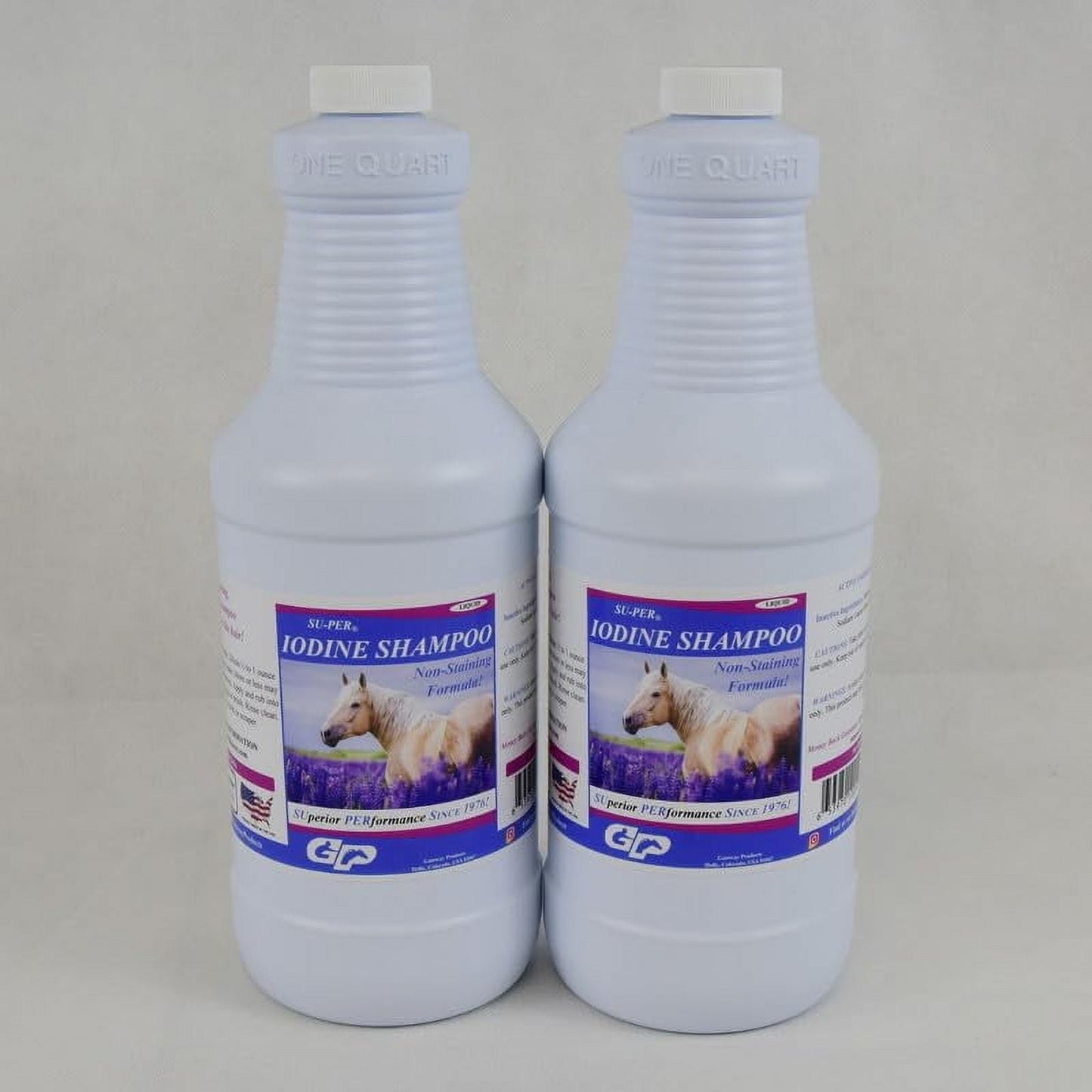Iodine Shampoo for Horses - Deep Cleaning, Non-Staining, Biodegradable - Equine Skin Conditioning Shampoo - 1 Quart, (2 Pack)