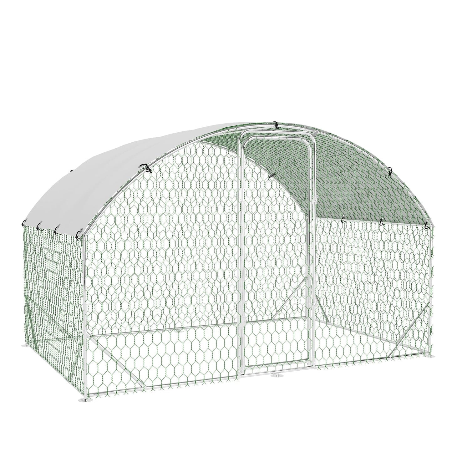 M optimized Large Metal Chicken Coop, Dome Chicken Coop with Upgrade Tri-Supporting, Chicken Run with Waterproof and Anti-UV Cover, Large Chicken Coop for Outdoor Duck Rabbit, 6.5'L x 9.8'W x 6.5'H