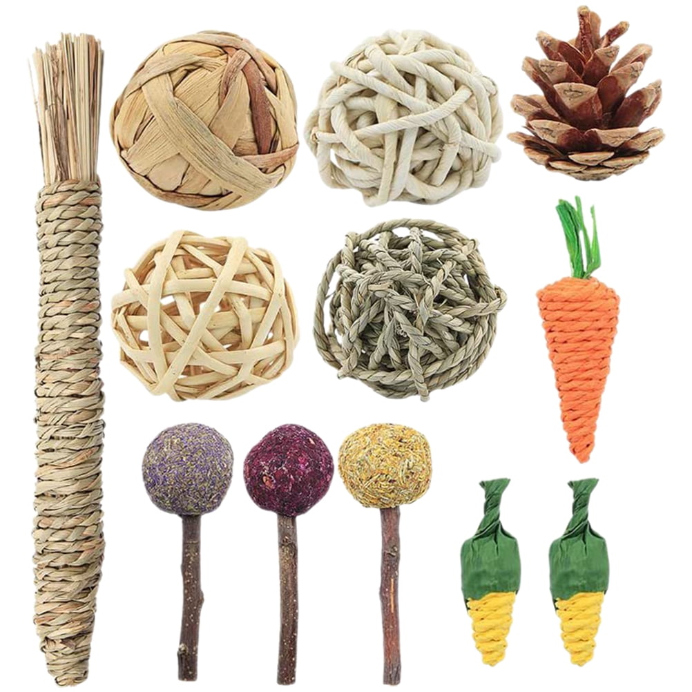 Masteelf 12Pcs Rabbit Chew Toys Cage Accessories Small Animals Chewing Toys for Bunny Chinchilla