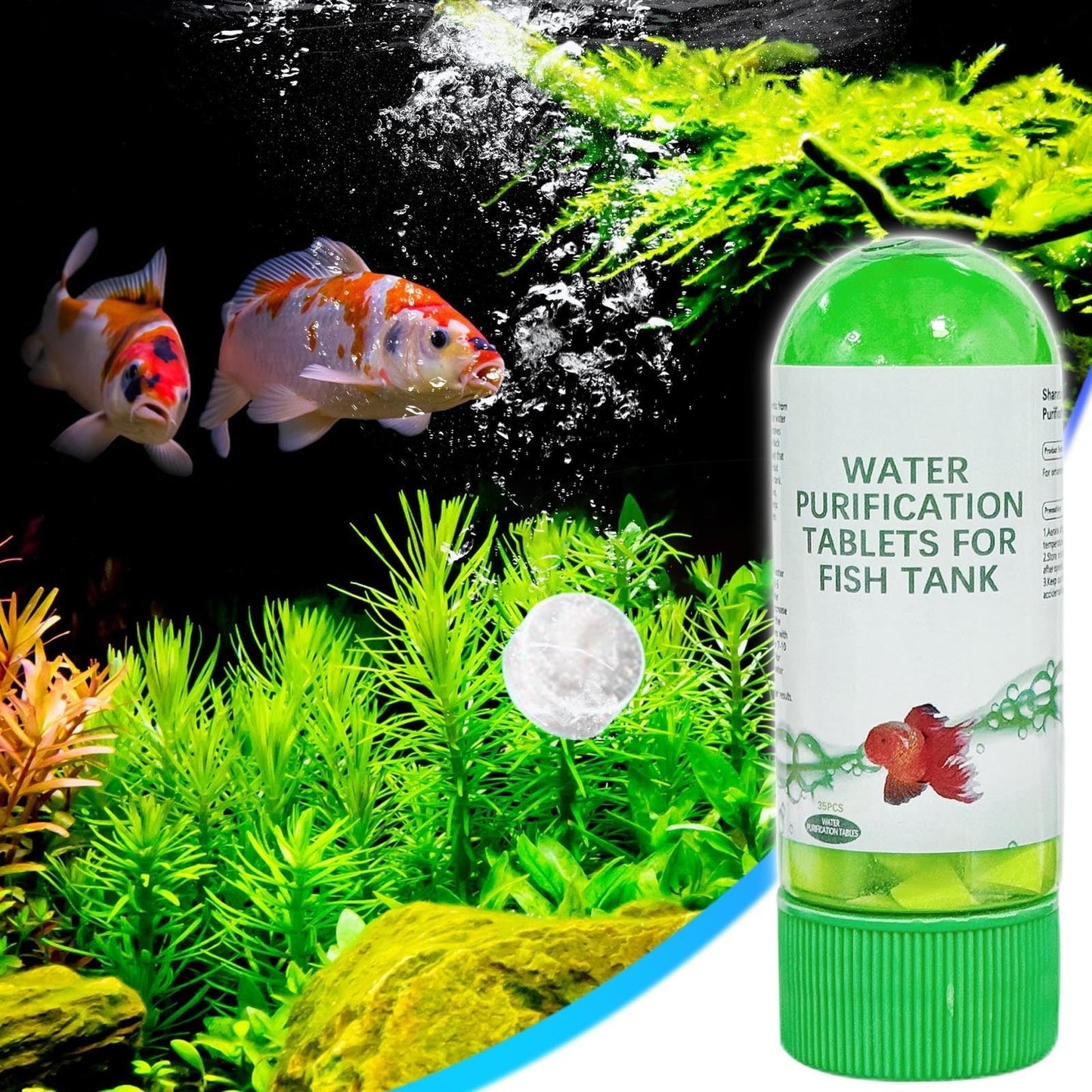 Momihoom Powerful Aquarium Water Purification Tablet - Fast Water Purification - Aqua Safe for Fish Tank - Water Purification Tablets for Fish Tank - Aquarium