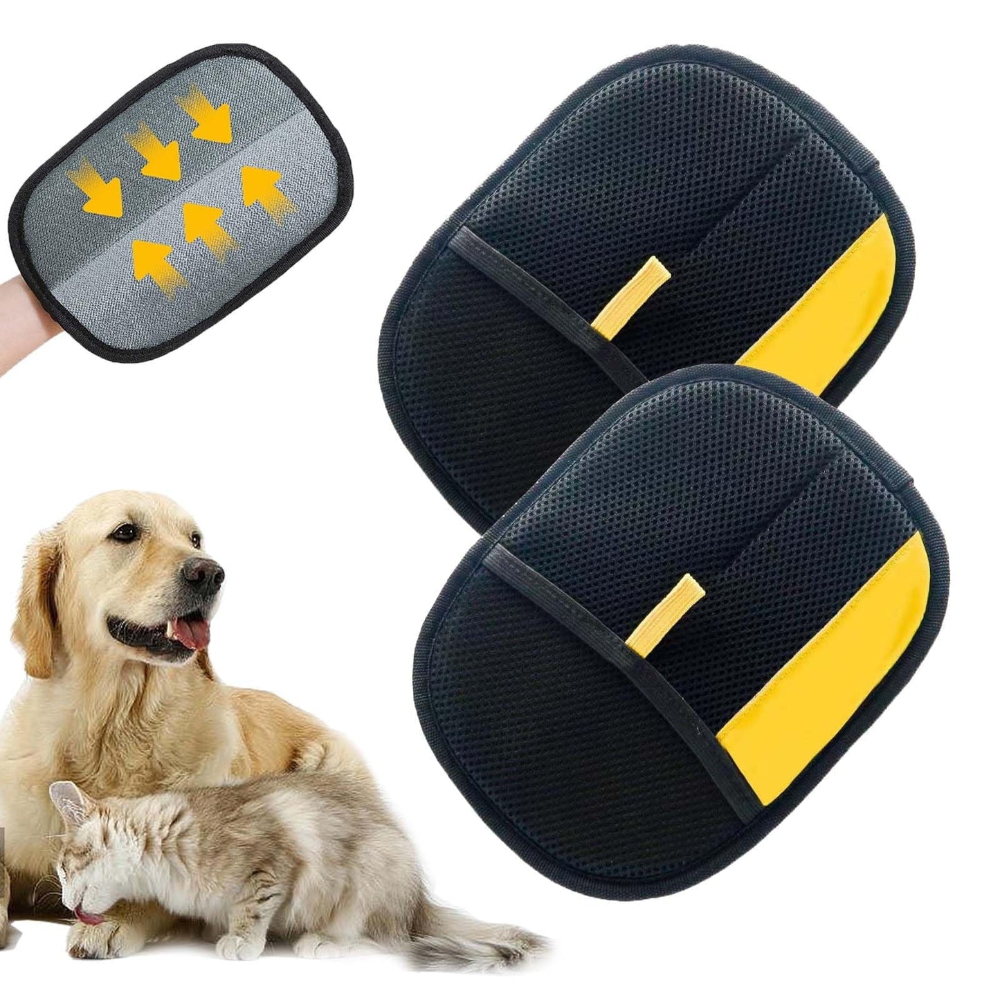 Pet Hair Remover Electrostatic Gloves, Pet Hair Removal Glove for Cats & Dogs, Double-Sided Reusable Electrostatic Gloves for Couch, Clothing, Carpet (2 Pcs)