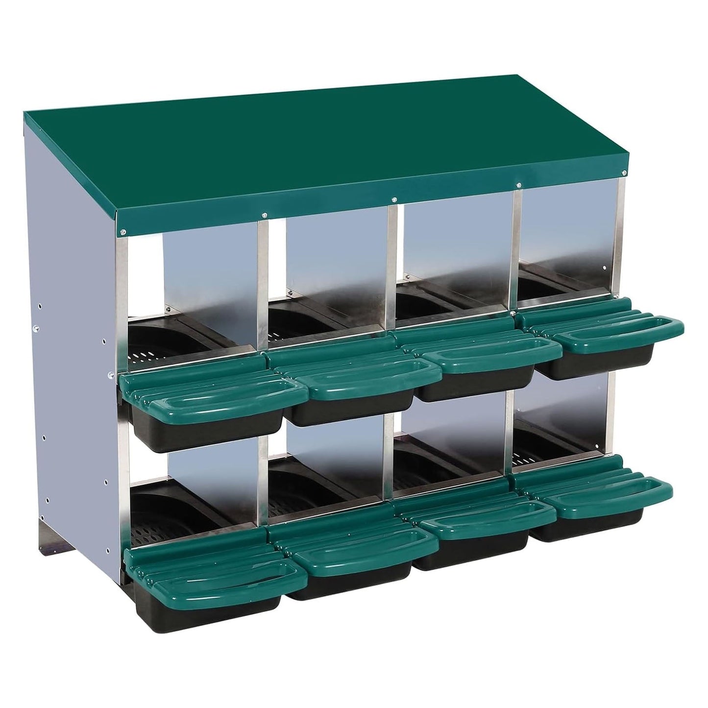 Pinypikaka Chicken Nesting Box, 8 Compartments Nesting Boxes for Chickens, Chicken Laying Boxes, Roll Away Nesting Box for Chickens Laying Egg with Lid Cover