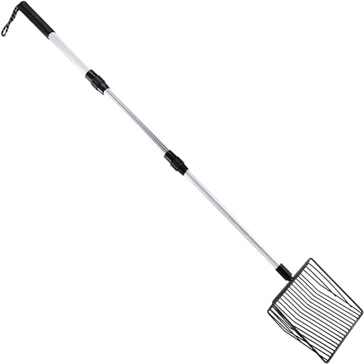 Qianglinshangmao 45" Adjustable Chicken Coop Scoop – Aluminum Handle & Powder-Coated Sifter, 22"-45" Telescoping for Roosting Bars/Litter Boxes