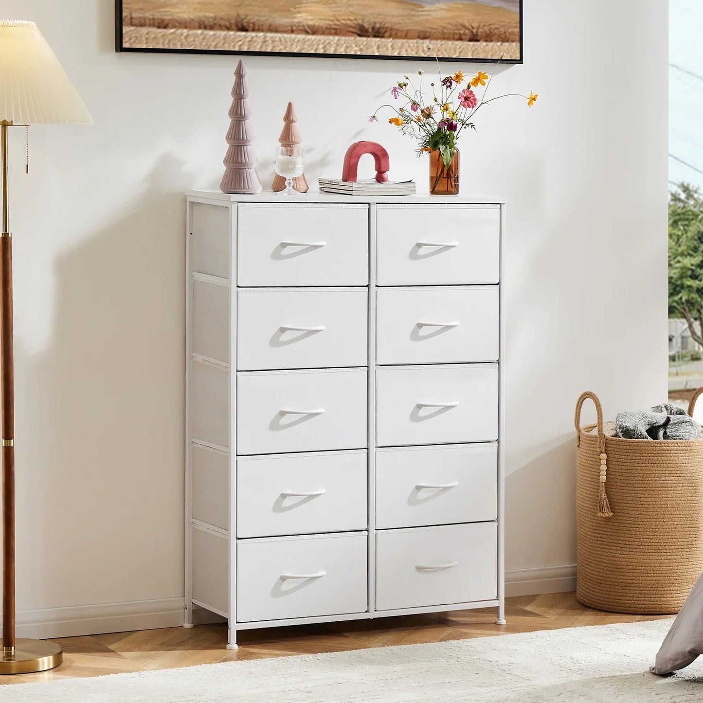 JHK Table with 10 Fabric Drawers