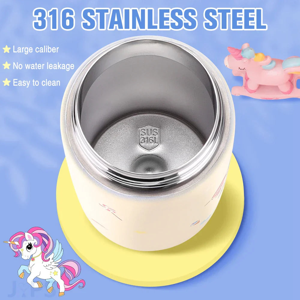 Kids Water Bottle Cartoon Animal With Straw