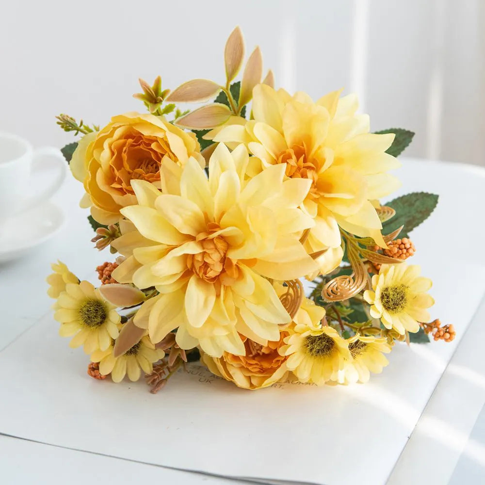 1Pc Artificial Silk Dahlia Rose Daisy