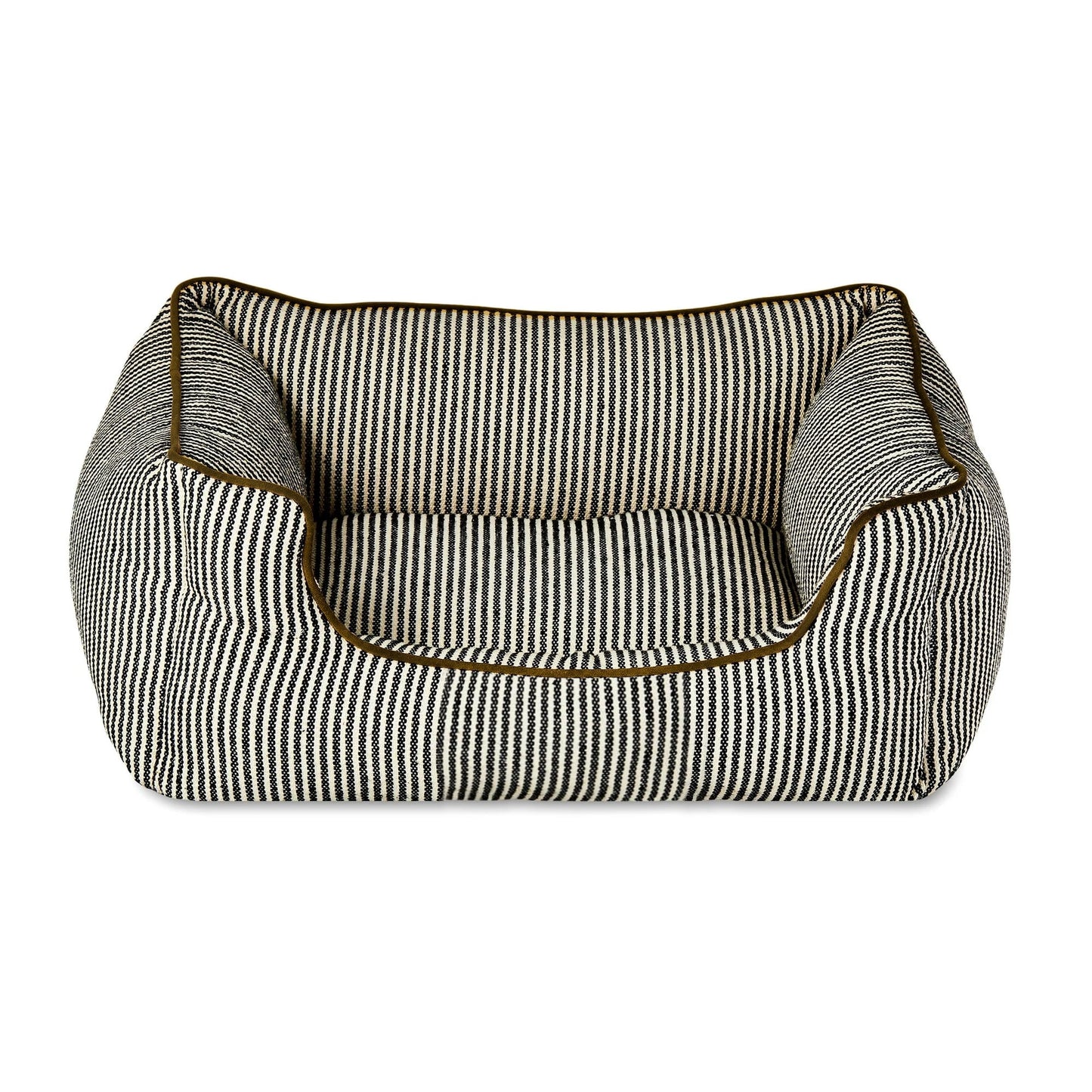 Vibrant Life High Wall Striped Bed for Dogs, High Walled Cuddler, Striped, Black & White, Medium, 27" x 21"