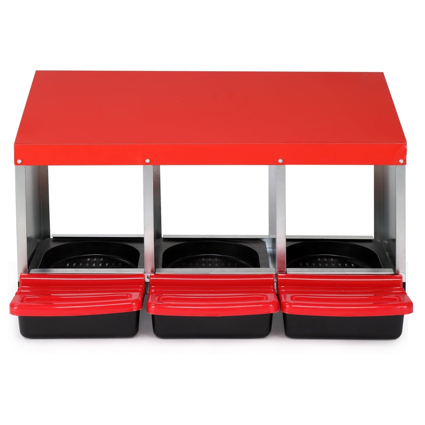 Xilee Chicken Nesting Box, 3 Compartments Chicken Laying Box, Hanging Nesting Box with Egg Saver, Perch Cover for Hen,Red