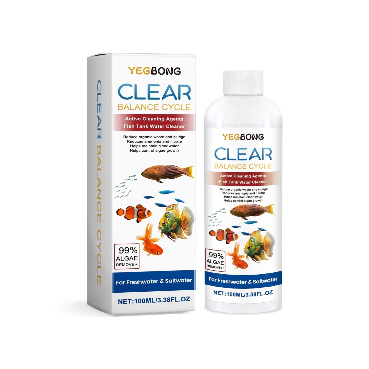 YEGBONG Fish Tank Water Clarifier for Cleaning Fish Tank Stains, Sludge, Clear Water Quality, and Controlling Algae Growth