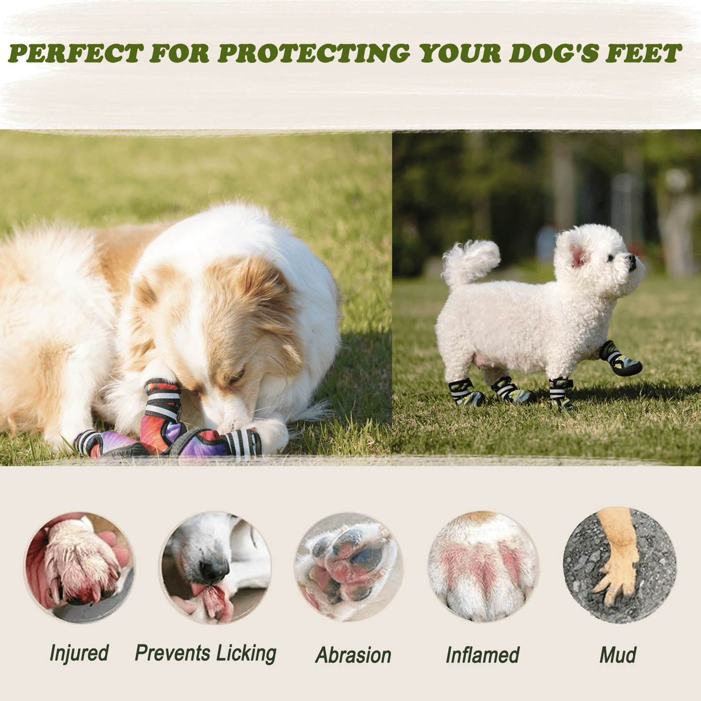 Furmate Dog Shoes for Smal Medium Large Dogs
