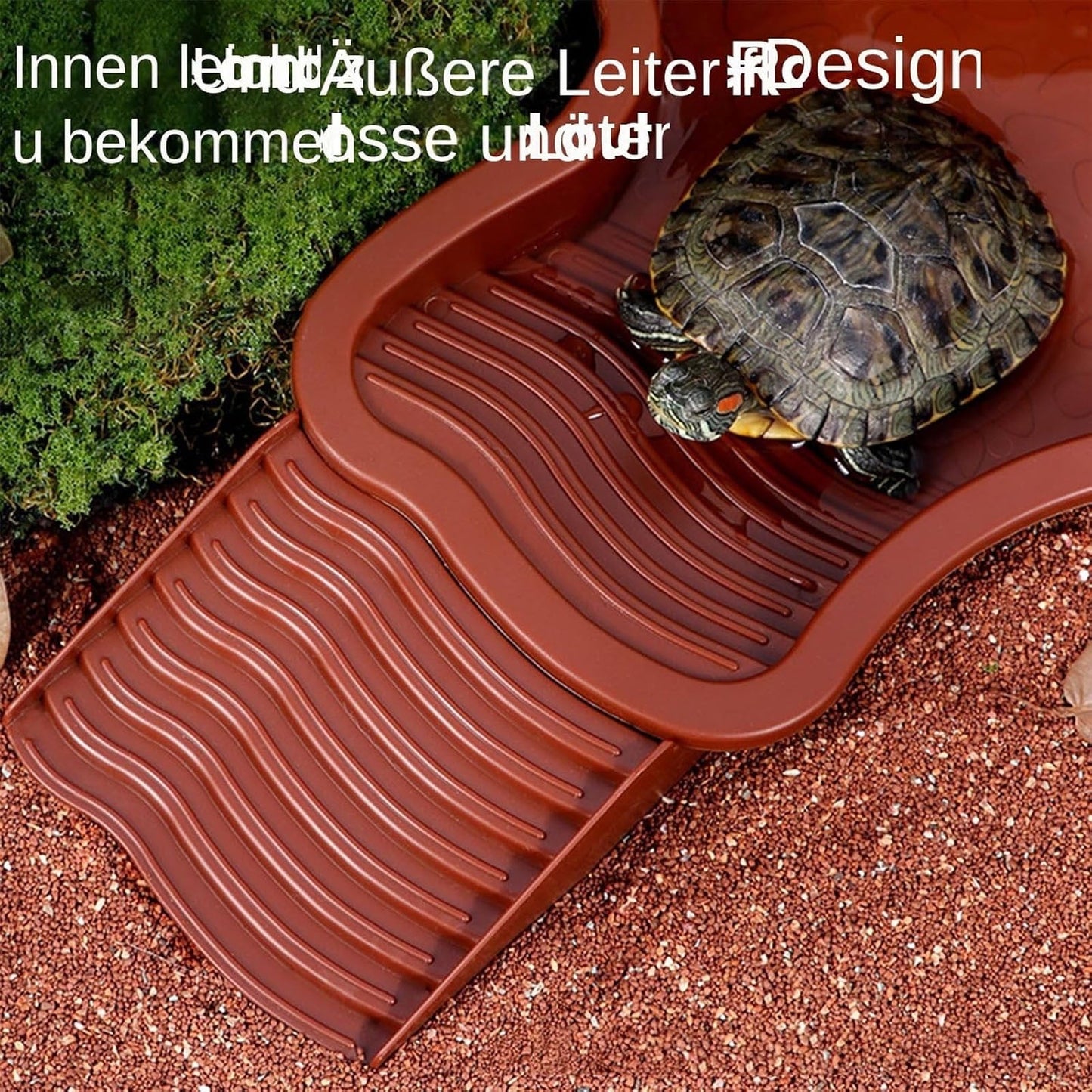 Turtle Water Bowl with Removable Ladder - Thickened Reptile Bathing Pool for Turtles Amphibians - Easy Assemble Spa Tank for Aquatic Pets Swimming Cleaning