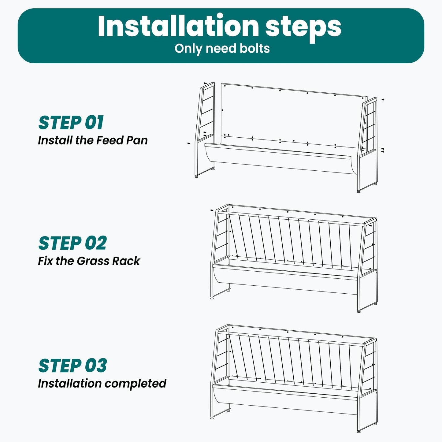 60 Gallon Feeder, Durable Galvanized Steel Livestock Feeder, Weather - Resistant for Sheep, Pigs, Horses in Farm, Pastureland, Animal Pen